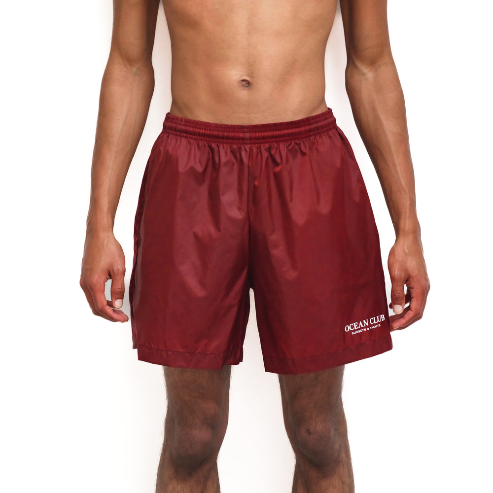 Sunsets & Yachts Swim Shorts Red Front