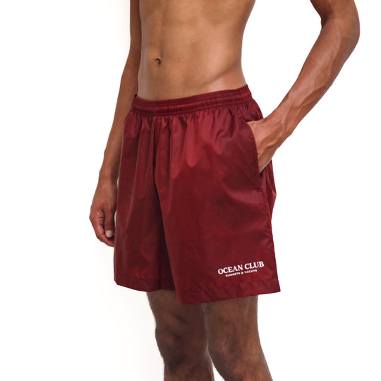 Sunsets & Yachts Swim Shorts Red Pocket